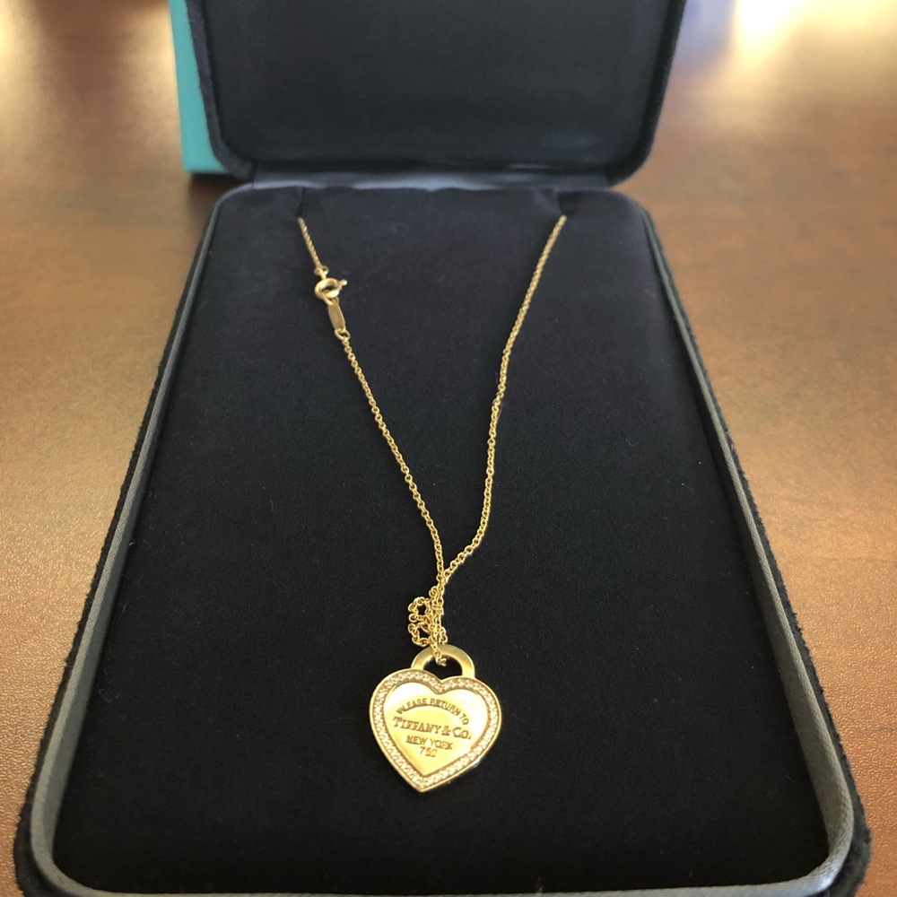 Tiffany and Company 18K Gold Diamond Heart Pendant